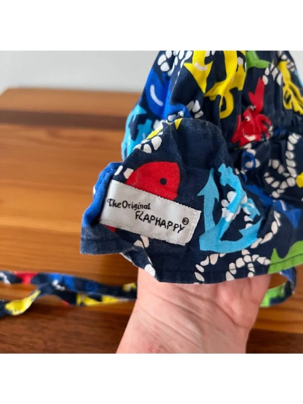 VTG 1987 Original Flap Happy Blue Nautical Beach Sunhat Infant/Toddler Size S